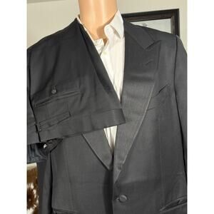 Tom Ford Wool Mohair Grossgrain 2Pc Tuxedo Peak Lapel Black 54 44R 40x31 trouser